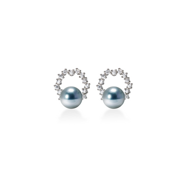 7-8mm Seawater Pearl Flower Moon Earrings