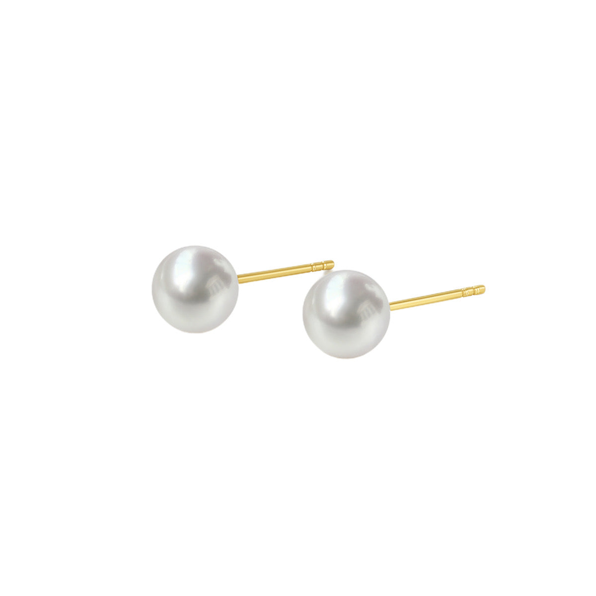 5.5-8.5mm 18K Gold White Akoya Pearl Stud Earring