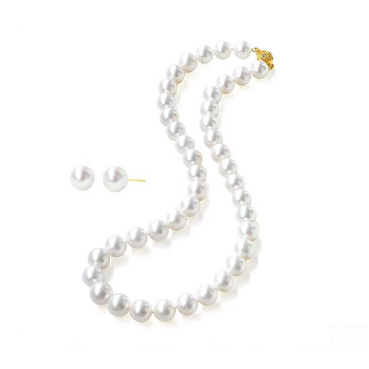Freshwater Pearl Necklace And Earring Set - AAA Quality