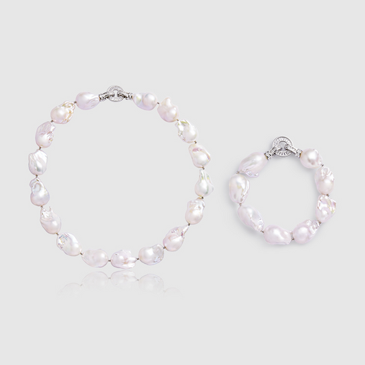 Natural Freshwater Baroque Pearl Necklace And Bracelet
