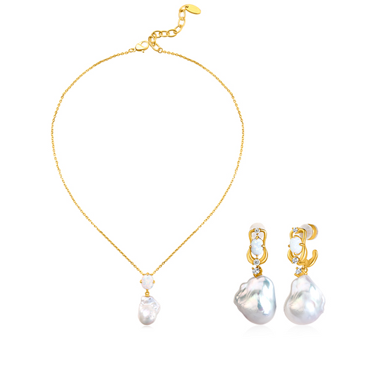 Freshwater Baroque Pearl Pendant Earring Set